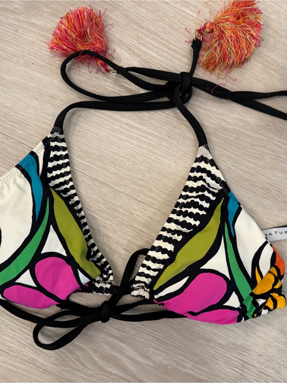 Trina Turk Orange and Black Accent Swim Top